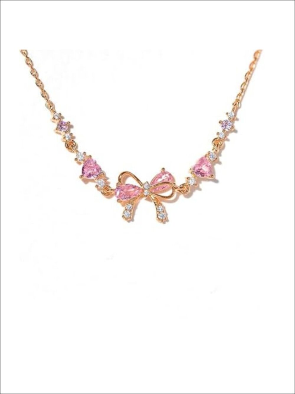 Pink Crystal Bow Bracelet Adjustable Link Chain Women's Jewelry